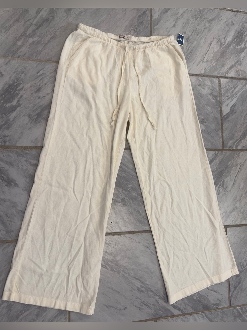 NWT Sincerely Jules Womens Cream Linen Blend Pants Size Large